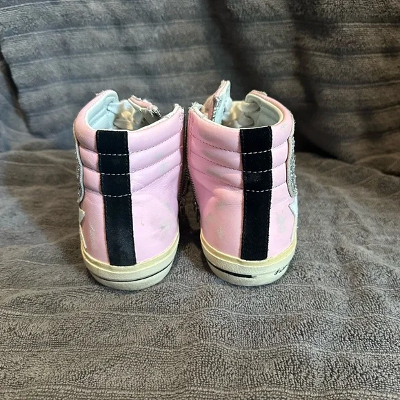 Golden Goose Pink and Silver High-Top Sneakers - Picture 3 of 4